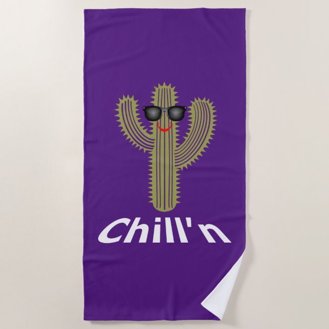 Toalha De Praia Chill N Cactus Design - Beach Towel (Frente)