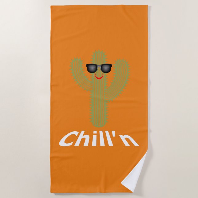 Toalha De Praia Chill N Cactus Design - Beach Towel (Frente)