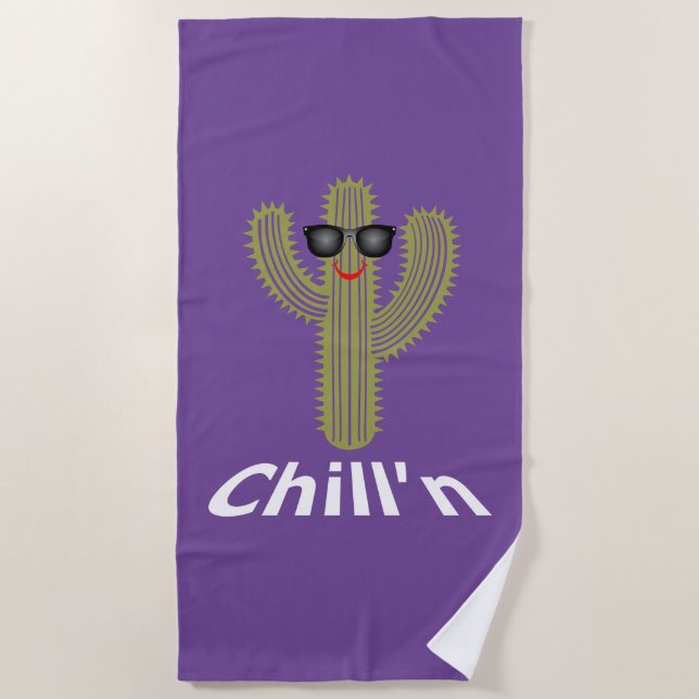 Toalha De Praia Chill N Cactus Design - Beach Towel (Frente)