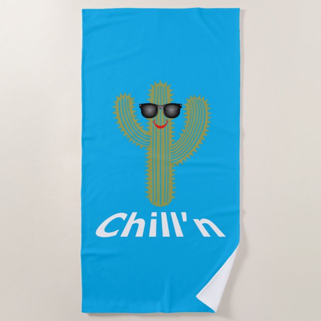 Toalha De Praia Chill N Cactus Design - Beach Towel (Frente)
