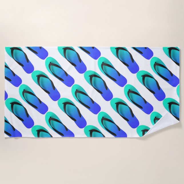 Toalha De Praia Chinelos Azuis Summertime (Frente)