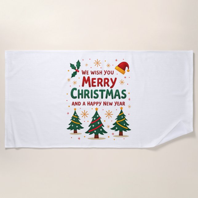Toalha De Praia Christmas Christmas Christmas Christmas Christmas  (Frente)