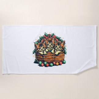 Toalha De Praia Chrsitma Kittens American Bobtail Christmas Orname