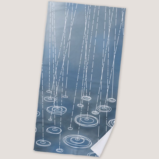 Toalha De Praia Chuva (Rainy Weather art blue and white fun beach towel)