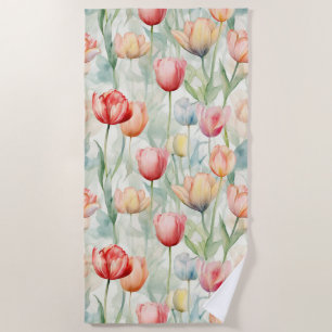 Toalha De Praia Chuva de Noiva de Flores de Tulipa Amarela Vermelh