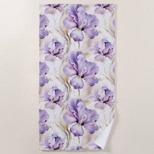 Toalha De Praia Chuva de Noiva Floral Íris Roxo Romântica