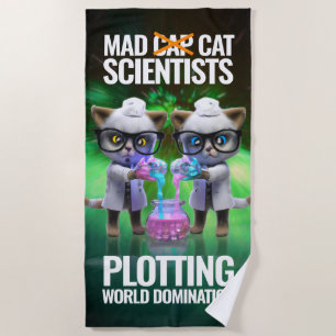 Toalha De Praia Cientistas Gatos Engraçados Fazendo Dominação Mund
