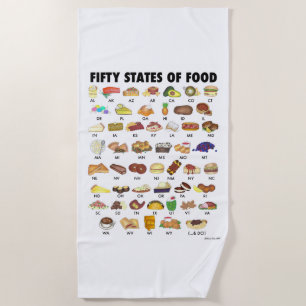 Toalha De Praia Cinquenta Estados de Ilustração Icônica Comida dos