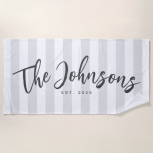 Toalha De Praia Cinza Striped Beach Towel, Novamente Presente
