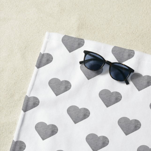 Toalha De Praia Cinzas Concretas Simétricas em Branco (In Situ)