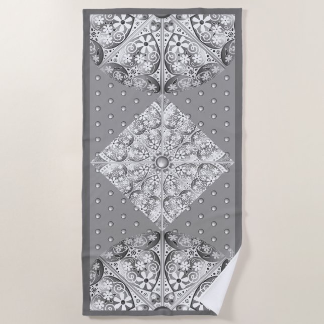 Toalha De Praia Cinzas de rendas cerâmicas (Frente)