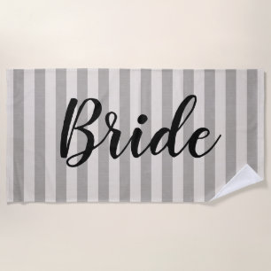 Toalha De Praia Cinzas Rustic Stripes Bride