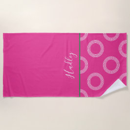 Toalha De Praia Círculos-chave gregos NOME Faculdade Diversão Rosa