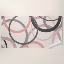 Toalha De Praia Círculos cor-de-rosa e Cinzas