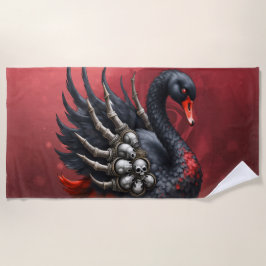 Toalha De Praia Cisne Negro de Ossos – Elegância Gótica