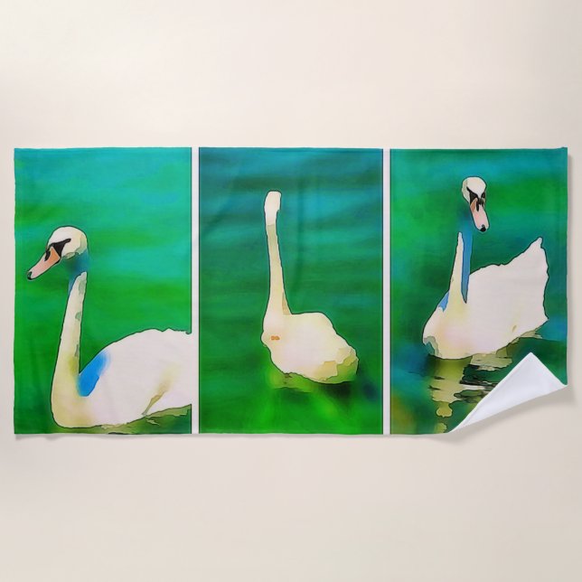 Toalha De Praia Cisnes no Lago Balaton – tríptico (Frente)
