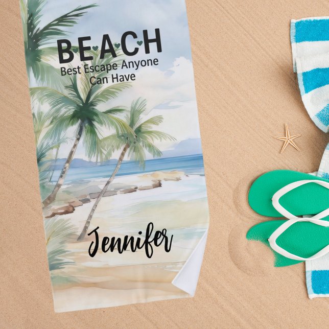 Toalha De Praia Citação do nome das palmeiras de praia (Criador carregado)