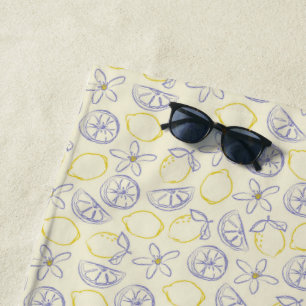 Toalha De Praia Citron Doodle Pattern Beach Towel