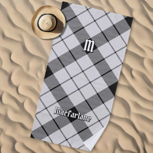 Toalha De Praia Clan MacFarlane Black and White Tartan