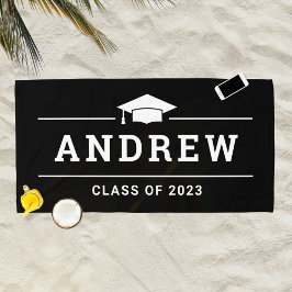 Toalha De Praia Classe de nome do Formando Personalizado Preto 202