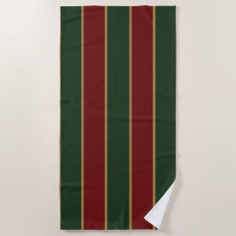 Toalha De Praia Clássico Natal Verde e Vermelho com Corte Dourado