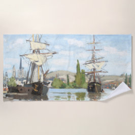 Toalha De Praia Claude Monet. Navios a voar no Sena em Rouen