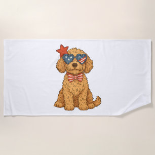 Toalha De Praia Clipart Patriótico de Goldendoodle