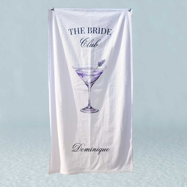 Toalha De Praia Clube Social da Noiva Cocktail Lavanda (Personalized Beach Towel)