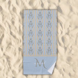 Toalha De Praia Coastal Seahorse Cameo Blue Cream Strip Monogram<br><div class="desc">Bring a coastal vibe to your home with this Coastal Seahorse Cameo Blue & Cream Stripe Monogram Collection. Featuring elegant mirrored seahorses, seashell accents, and soft beach-inspired stripes, this design adds a touch of seaside charm to any space. Easily personalise with your monogram for a unique, stylish, and ocean-themed statement...</div>