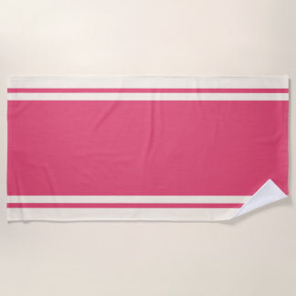 Toalha De Praia Coastal Stripe Beach Towel - Raspberry & Cream