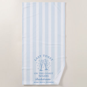 Toalha De Praia Coasteira Bachelorette Modern Cocktail Blue