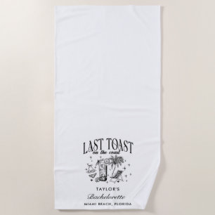 Toalha De Praia Coasteira Bachelorette Modern Cocktail Party Black