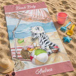 Toalha De Praia Cobertor de Praia Personalizado Baby Zebra