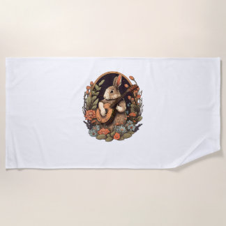 Toalha De Praia Coelhinho Engraçado Tocando Banjo Guitarra Coelho 