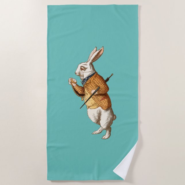 Toalha De Praia Coelho Branco (Aventuras de Alice no País das Mara (Frente)