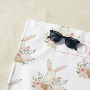 Toalha De Praia Coelho Coelhinho Mole Personalizado Floral