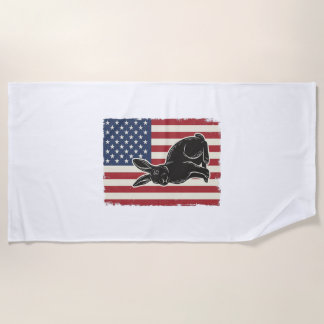 Toalha De Praia Coelho Patriótico Bandeira Americana Gravura Vinta