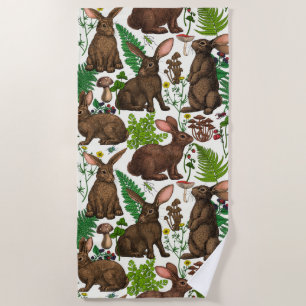 Toalha De Praia Coelhos e flora florestal 4