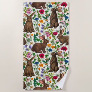 Toalha De Praia Coelhos e flora florestal Praia