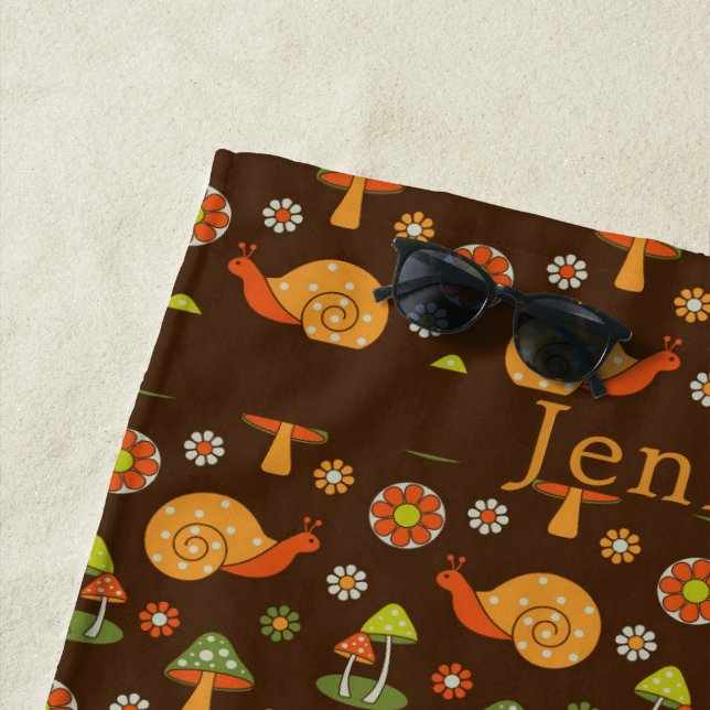 Toalha De Praia Cogumelos e caracóis Retro Personalizados (In Situ)