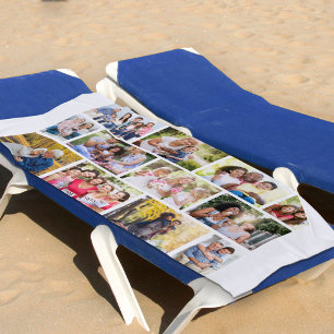 Toalha De Praia Colagem de Fotografias 12 Picture Masonry Grid Whi