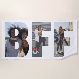 Toalha De Praia Colagem de Fotografias BFF Chic Trendy Melhores Am