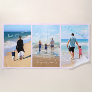 Toalha De Praia Colagem de Fotografias Personalizada Texto em Prai