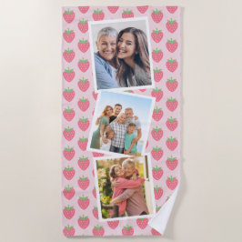 Toalha De Praia Colagem de Fotos de Morangos