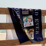 Toalha De Praia Colagem de fotos moderna, melhor pai de sempre mar<br><div class="desc">O melhor pai jamais ousado tipografia branca em uma toalha de praia de quadro-negro azul de marinho escuro - Dia de os pais personalizado ou presente de manutenção de aniversário para pai com suas 5 fotos,  texto e assinatura.</div>