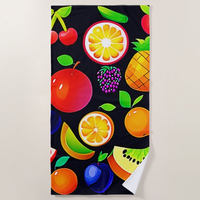 Toalha De Praia Coleção de Frutas Brilhante (Frente)