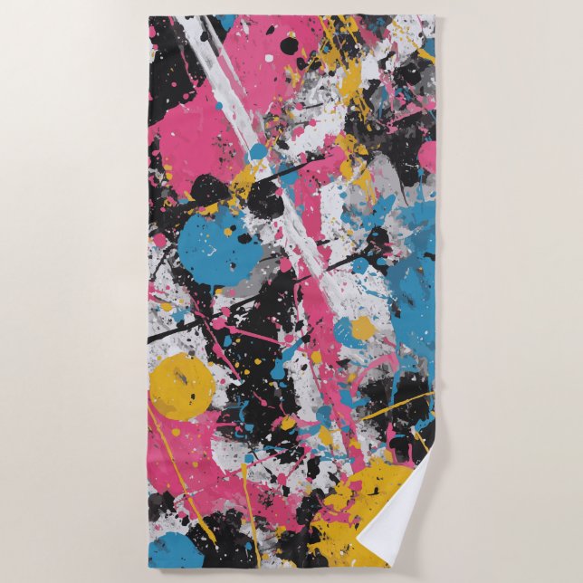 Toalha De Praia Color Splash Abstract Expression Art (Frente)