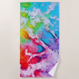 Toalha De Praia Colorida Abstrato Rainbow Watercolor Paint Tie Dye