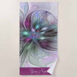 Toalha De Praia Colorida Fantasy Abstrato de Arte Moderna Nome da 