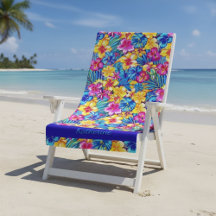 Colorido Nome Floral Tropical Havaiano com Palmeir